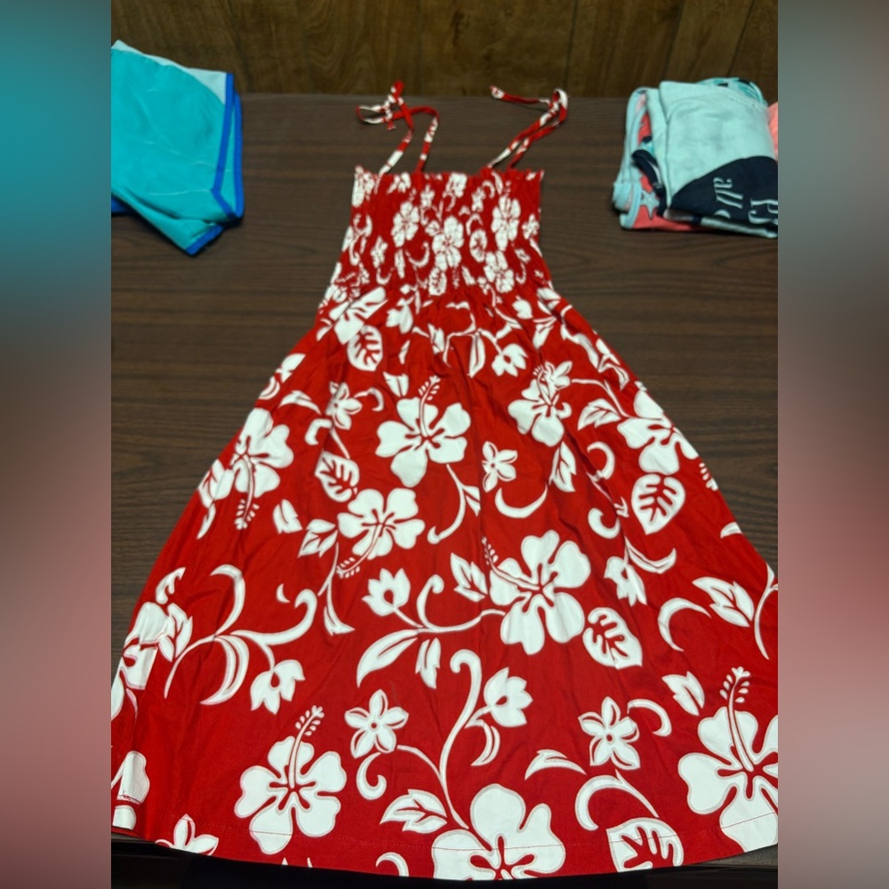 Floral Red and White Kids Dress Disneyworld